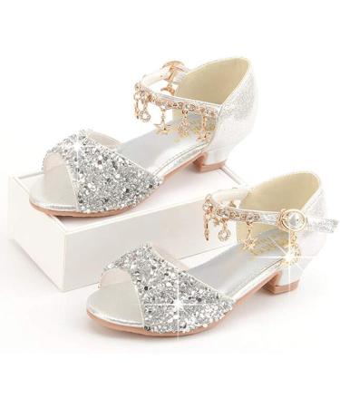 LFHT Girls Glitter Rhinestone Dress Sandals - Silver, Size 2 Little Kid - Buy Online on GoSupps.com
