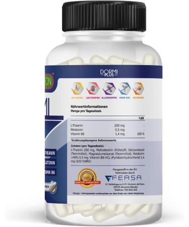 100% Pure Melatonin + L-Theanine + Vitamin B6 - High Solubility Sleep Aid | 8 Hours of Natural Relaxing Sleep | 90 Capsules for Effortless Rest - Buy Online on GoSupps.com