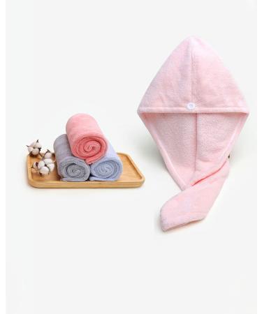 Shop Lumimi 2 Set Microfiber Haarurban Head Towels - Extra Absorbent Fast-Drying Fluffy with Button Clasp | Light Pink & Light Blue | International Shipping Available - Buy Online on GoSupps.com