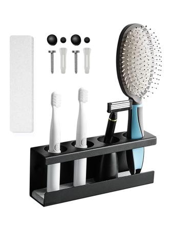 Toothbrush holder black toothbrush holder made of aluminum alloy toothbrush holder without drilling for electrical toothbrush razor with base made of diatoma sludge (4 hole)