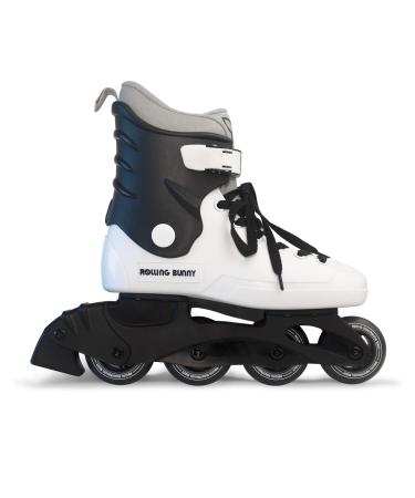 RollingBunny Inline Skates for Women Girls - Fitness Inline Skates for Outdoor and Indoor, with Durable Outer Shell and Ankle Support, ABEC-7 Bearings, Solid and Comfortable Black / White US 8(W8-9)