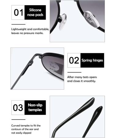 Koosufa Men's Pilot Progress Reading Sunglasses - UV Protection Multifocus Spring Hinge Black & Gray (1.5x) - Buy Online on GoSupps.com