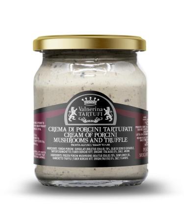 Valnerina Tartufi Porcini Mushrooms Cream with Truffles | Sauce for Pasta Risotti Meat Fish Mushroom Bruschettes and White Truffle | Jar 80 gr.