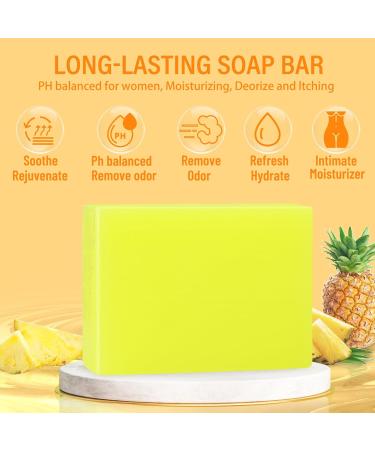 2 PCS Yoni Wash Bar Soap for Women - pH Balanced Intimate Cleanser Odor Eliminator Moisturizing Pineapple Body Wash - Buy Online on GoSupps.com