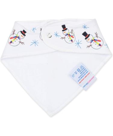 Dotty Fish Organic Cotton Baby Bandana Bibs - Super Absorbent Teething Bibs for Girls Boys Unisex - One Size Snowman Design - Buy Online on GoSupps.com