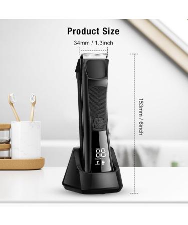 Men's Body Hair Trimmer - IPX7 Waterproof, LED Light, Power Display, Replaceable Ceramic Blades - Buy Online on GoSupps.com