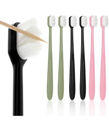 Buy Wllhyf Extra Soft Toothbrush Set - Micro Nano Fiber for Sensitive Gums - 6 PCS Adult & Child Toothbrushes (Black Green Pink) - Ideal for Oral Care & Gum Recession - Buy Online on GoSupps.com