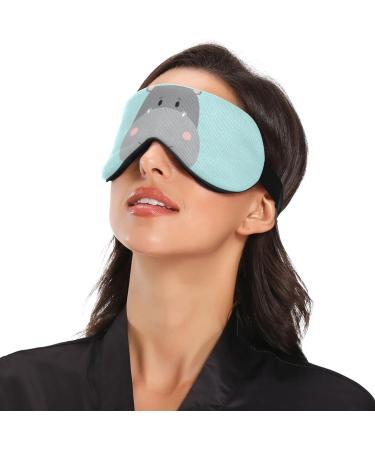 Cute Hippo Breathable Sleep Mask - Summer Cool Feeling Eye Cover for Rest - Elastic Contoured Blindfold for Men & Women | Ideal for Travel - Buy Online on GoSupps.com