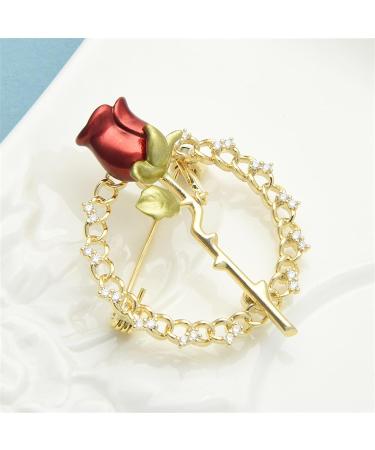 Pin Jewelry Gifts for Women Ladies Fashion Accessories Enamel Wreath Rose Brooch Rhinestone Flower Party Brooch Banquet Brooch Brooches & Pins - Buy Online on GoSupps.com
