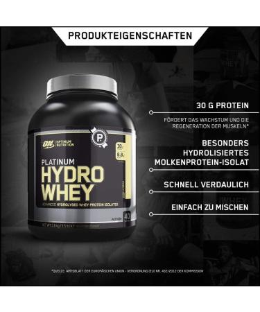 Optimum Nutrition Hydro Whey Protein Isolate Powder - Vanilla 1.6kg 40 Portions - Essential Amino Acids & BCAA - Premium Protein for Muscle Recovery - Buy Online on GoSupps.com
