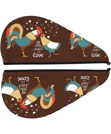 Rooster & Chicken Microfiber Hair Towel | Soft Super Absorbent Wrap for Long Curly & Thick Hair | Quick Dry Coral Velvet for Women - Buy Online on GoSupps.com