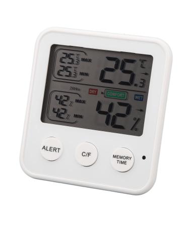 Digital Thermometer Hygrometer LCD Bold High Accuracy ABS Digital Hygrothermograph for Home (White)