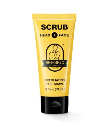 BEE BALD SCRUB Exfoliating Pre-Shave deep cleans and removes pore clogging dirt, oil and dry, flaky skin, preparing it for a super close shave and leaving it smoother than a baby's behind, 3 Fl. Oz.