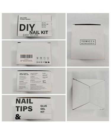 Tomicca Nail Tips & Glue Gel Kit | Complete Gel Nail Extension Set with Mini Lamp & 500 Soft Gel Coffin Tips - Long Ballerina Style - Buy Online on GoSupps.com