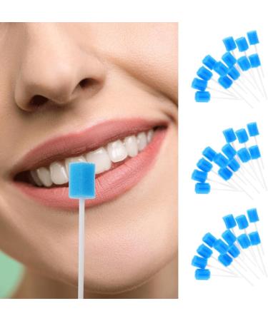 Zhyuan 100 Pieces Blue Cleaning Mouth Swabs - Disposable Oral Hygiene Sponges for Effective Care - Buy Online on GoSupps.com