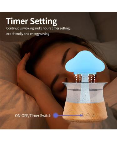 Cloud Rain Humidifier with 7 Colorful Lights and Timer - Aromatherapy Diffuser and Night Light for Bedroom - Wood Finish with Remote Control - Buy Online on GoSupps.com