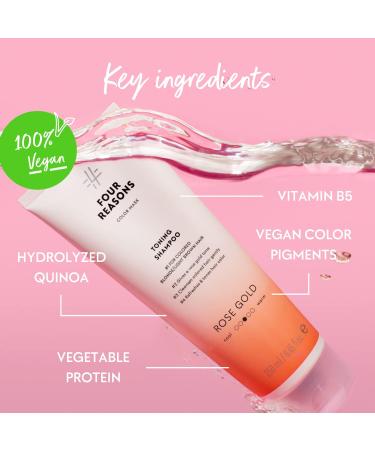 Four Reasons Color Mask - Rose Gold Toning Treatment Conditioner - 27 Colors - Vegan & Cruelty-Free - Semi Permanent Hair Dye - 6.76 fl oz - Buy Online on GoSupps.com