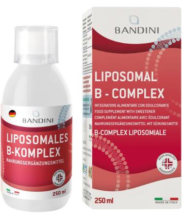 BANDINI Vitamin B Complex Liposomal All 8 B Vitamins B1 B2 B3 B5 B6,B7 B9 B12 GMO Free Liquid Format - 8.5 Oz