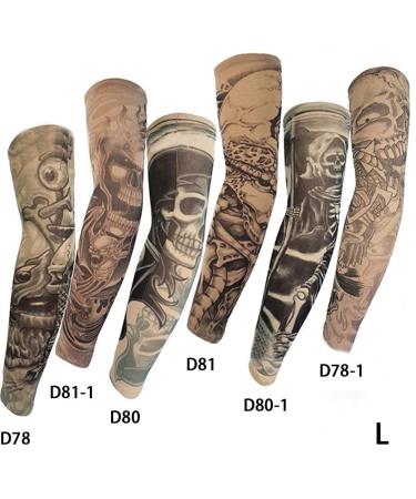 Pinkiou Temporary Tattoo Arm Sleeves - Set of 6 Fake Tattoo Sleeves for Men/Women, Sun Protective Cover and Body Art Accessories (L) - Buy Online on GoSupps.com