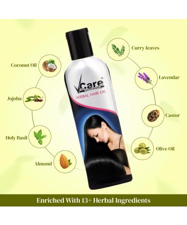 VCare 13+ Herbal Hair Oil With Coconut Castor Almond Olive Jojoba Holy basil Lavender Curry leaf oils for Men and Women | Ideal For All Type Hair Growth - Buy Online on GoSupps.com