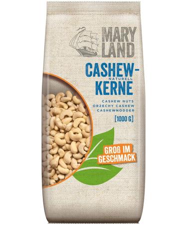 Maryland Cashewkerne 1kg storage pack - cashew kernels natural vegan free of artificial flavors without additives - enjoy in a large bag (1 x 1kg)