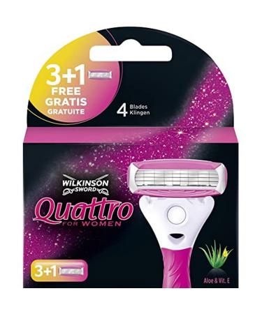 Wilkinson Sword Quattro Razor baldes for Women. 4 Klingen - Buy Online on GoSupps.com