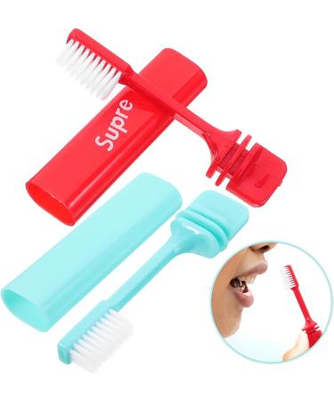 FRCOLOR 2-Pack Travel Toothbrush & Tooth Grinder - Kids' Collapsible Camping Toothbrush with Outdoor Hanging Hooks - Buy Online on GoSupps.com