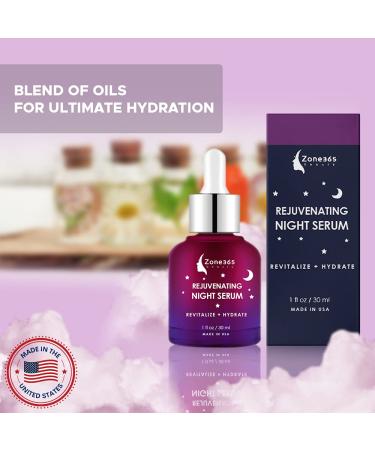 Zone-365 Advanced Night Facial Serum with Hyaluronic Acid, Vitamin E & Witch Hazel - 1fl oz - Reduce Wrinkles & Imperfections - Buy Online on GoSupps.com