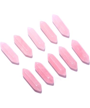 Rose Quartz Crystal 10 PCS Hexagonal Healing Reiki Stone Pendants - Bulk for Jewelry Making - Buy Online on GoSupps.com