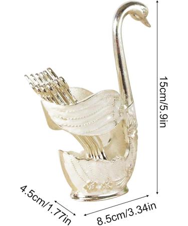 Elegant Silver Swan Fork & Spoon Holder Set - 7-Piece Metal Kitchen Storage Decorative Fruit Forks in Alloy - Buy Online on GoSupps.com