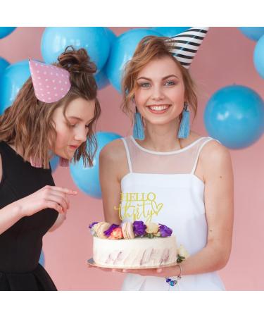 SwirlColor 30th Birthday Cake Topper Personalised Hello Thirty Cake Topper Gold Acrylic Cake Topper 30th Birthday Decorations with A card - Buy Online on GoSupps.com