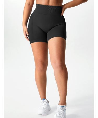 YEOREO Women Seamless High Waisted Scrunch Workout Shorts - Black Medium | Intensify Running, Gym, Yoga Workout - Buy Online on GoSupps.com