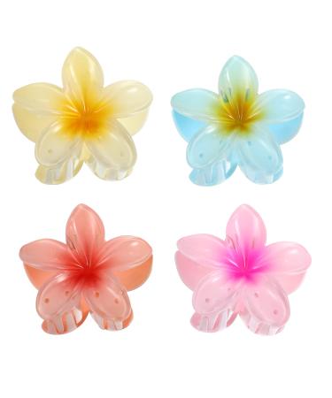 VOCOSTE 4Pcs Claw Clips Hair Clips for Girls Flower Shape Hair Accessories Pink Purple Blue Yellow