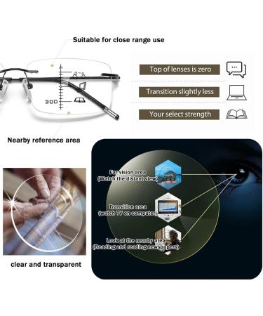Ultra-Lightweight Rimless Reading Glasses for Men Progressive Multifocus Readers Anti Blue Light Glasses(Grandeur:2.0x) - Buy Online on GoSupps.com