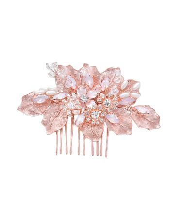 Ipetboom Floral Hair Comb Wedding Hair Comb Bridal Hair Comb Hair Combs Decorative Hair Comb Clip Wedding Head Jewelry Peral Hair Comb Side Hair Comb Bridal Tiara Accessories Bride Crystal
