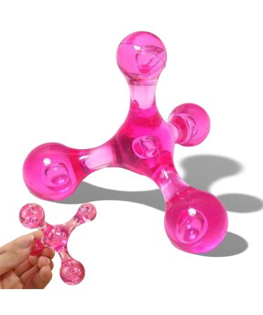 2 pieces of trigger point presser massager 4-point massage roller mini hand arch massage device acupressure manual massage device for leg arm pink