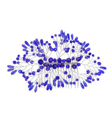 Didiseaon Bridal Crystal Hair Comb Wedding Hair Clips Bridal Hair Clip Tiara for Bride Wedding Bride Crystal Hair Comb Rhinestone Hair Clips Blue Crystal Bridesmaid Alloy Headgear