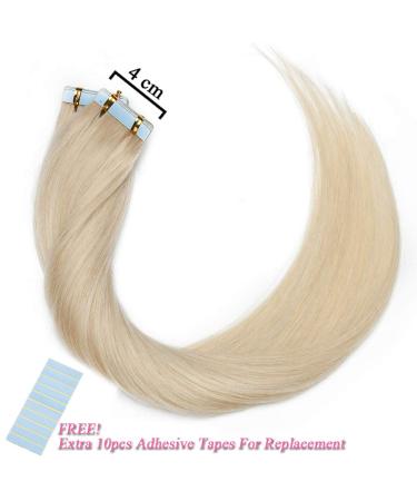 Elailite Invisible Tape Hair Extensions - 20 Pieces Remy Real Human Hair 45cm 50g #70 Bleached White - Buy Online on GoSupps.com