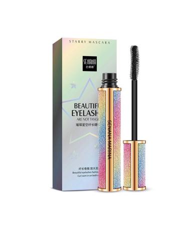 XunChung Mascara Starry Sky Mascara 4D Waterproof Eye Primer Fiber Silk Eyelash Thick Curling Natural Lengthening Eye Lash 4D Black Eyes Makeup Color 1pc