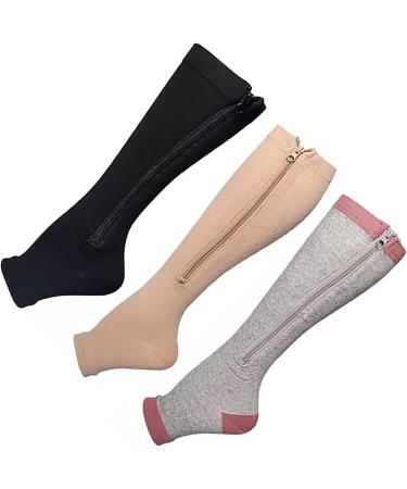 Buy Compression Socks with Zipper - High Open Toe Breathable Calf Support for Men & Women | XXL Running Compression Stockings - Buy Online on GoSupps.com