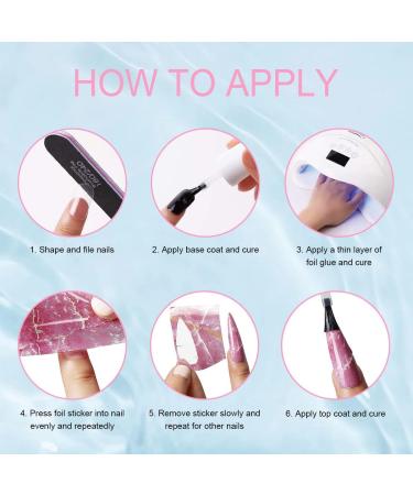 Nail Foil Transfer Kit - 40 Sheets Nail Art Decals with 2 Bottles Glue Gel for DIY Nail Decoration - 4cm*50cm - Buy Online on GoSupps.com