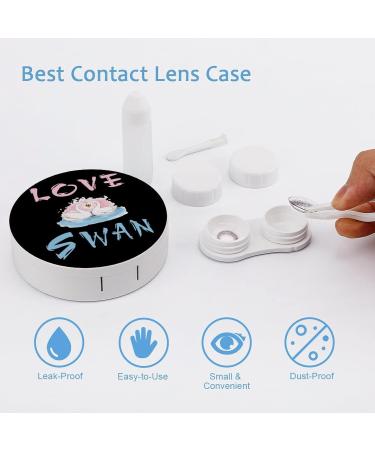 Love Swan Round Case For Contact Lens Kit Storage Box with Mirror Printed - Buy Online on GoSupps.com