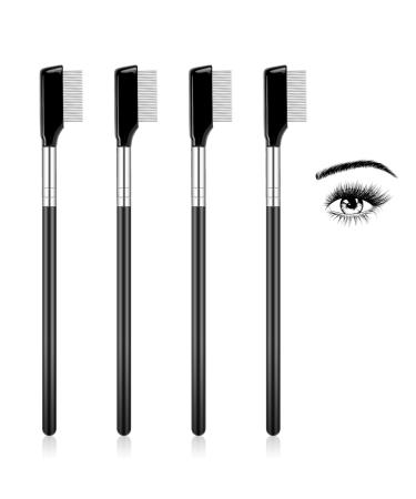 4 PCS Metal Eyelash Comb Eyelash Brush with Stainless Steel Teeth Lash Comb Mascara Comb Professional Eyelash Separator Tool Eyebrow Mascara Applicator Cosmetic Brushes Eyelashes Grooming Tool