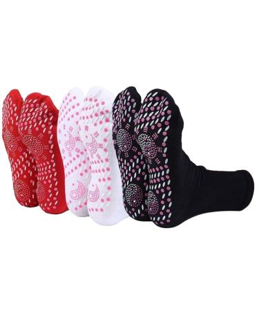 Ciieeo Mens Slippers Mens Winter Socks 6pcs Self-Heating Socks Thermal Heated Socks Winter Magnetic Socks Self-Heating Warm Foot Socks for Foot Warmer (Assorted Color) Ladies Warm Socks Mens Socks