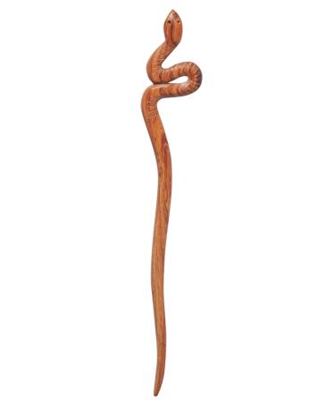 Mary Crafts Wooden Brown Snake Hair Pin  Hair Stick  Hair Fork  Hair Accessory Handmade 6.9