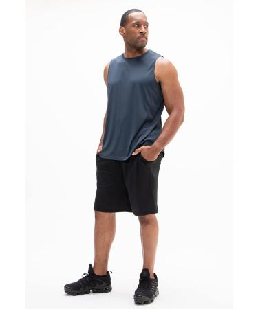 DEVOPS Men's 2-Pack Loose-Fit Workout Gym Shorts with Pockets - X-Large - Black/Steel - Buy Online on GoSupps.com