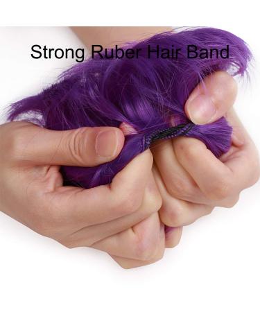 Silk-Co Hair Part with Rubber Band - 35g Wavy Soft Dutt Hair Extensions for Thickening Messy Bun Updos - Purple Lila Curled - Buy Online on GoSupps.com