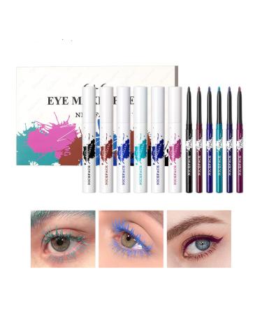 Colorful Eye Makeup kit For Women Mascara Eyeliner Pen Set Long Curling Waterproof Sweat-proof Extension Thickening 3D Eyeliner Pencil Mascara