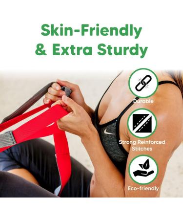 sport2people Stretching Strap for Yoga and Flexibility - 2 Free Exercise Ebooks Included | 12-Loop Stretch Band for Rehabilitation | Recommended by Therapists and Trainers | Gray-Dark Green - Buy Online on GoSupps.com