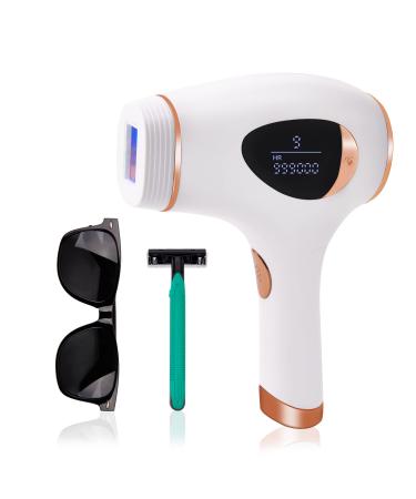 IPL Hair Removal Device Laser Hair Remover Silky Skin for Women and Men,Painless and Permanent,Safe Gentle At-Home Use for Armpits, Back, Armas, Legs Bikini line,Full Body (White)